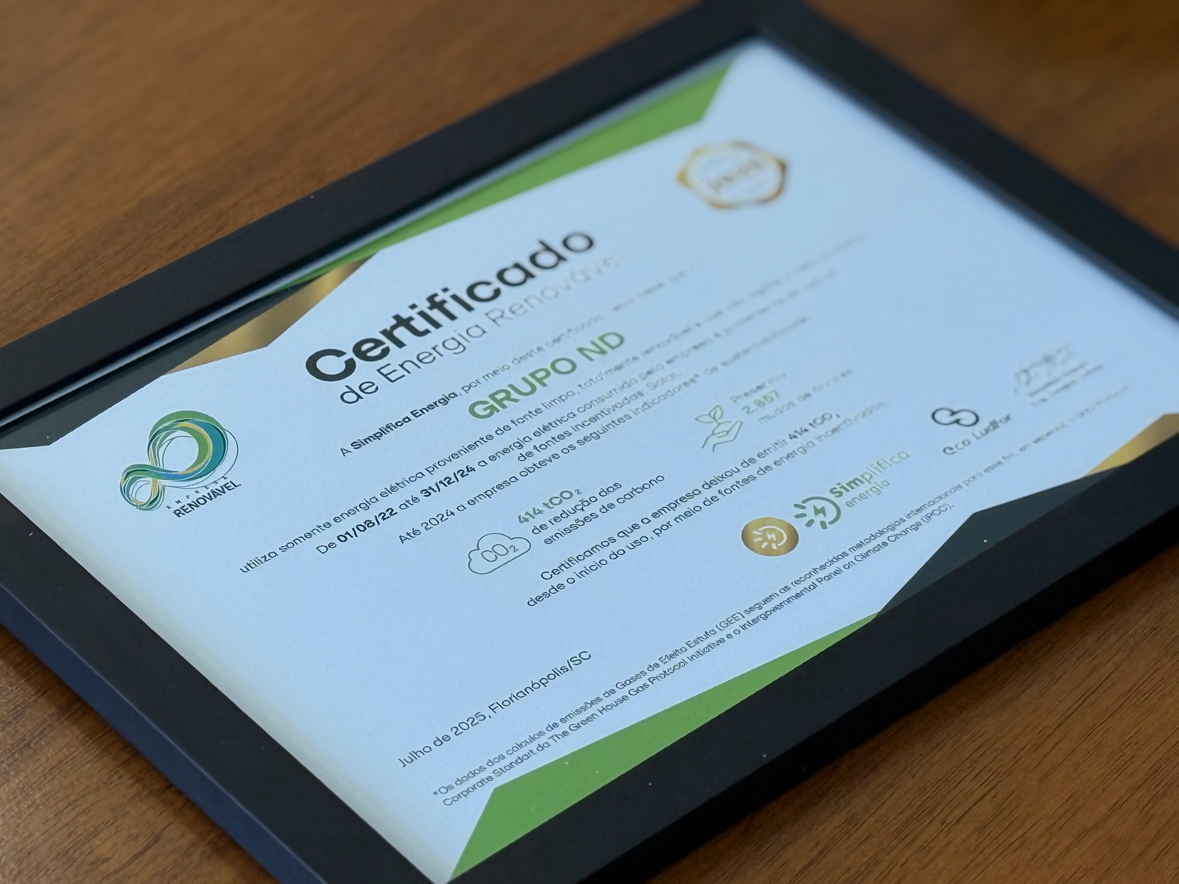 A conquista reforça o alinhamento da empresa com ações que reduzem impactos ao meio ambiente e contribuem para um futuro mais responsável.